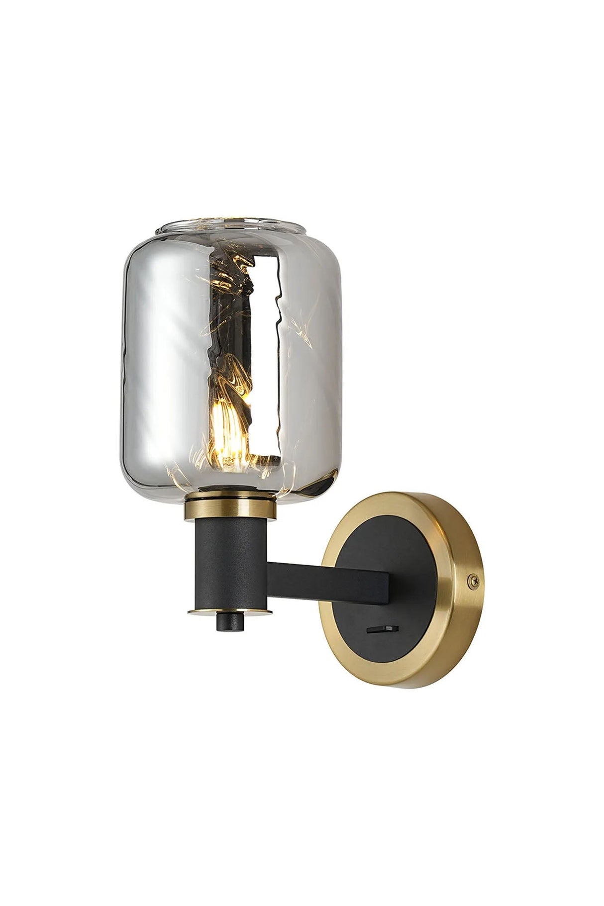 Adamson Wall x 1 x E14 Brass/Satin Black/Smoke Twisted Cylinder Glass