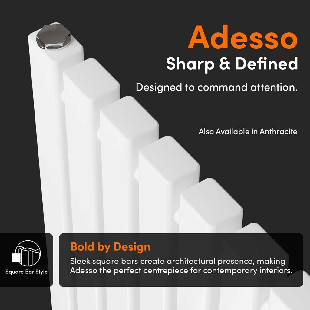 Ecostrad Adesso TriQ 300W WiFi Horizontal Designer Electric Radiator – White – AD-3Q-HW4