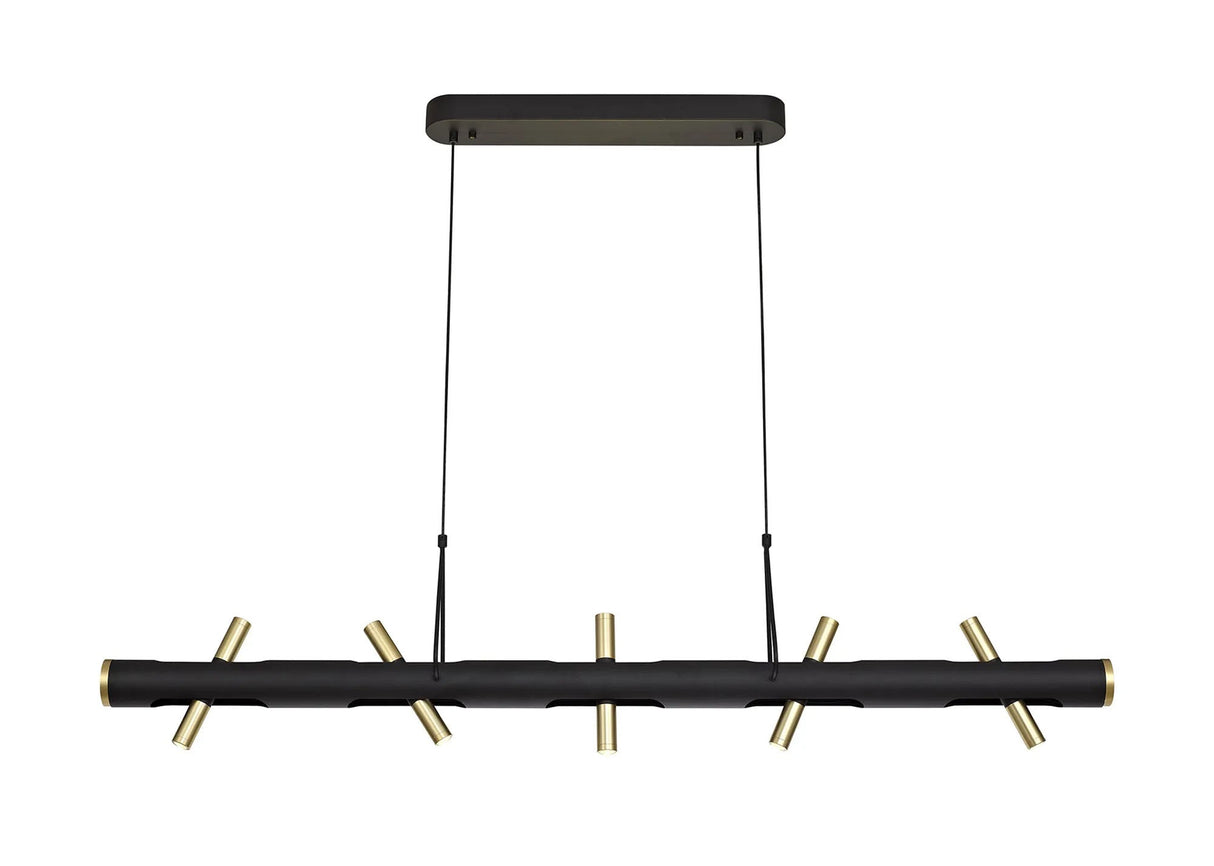 Almond Linear Pendant , 10 x 2W LED, 3000K, Sand Black, Gold