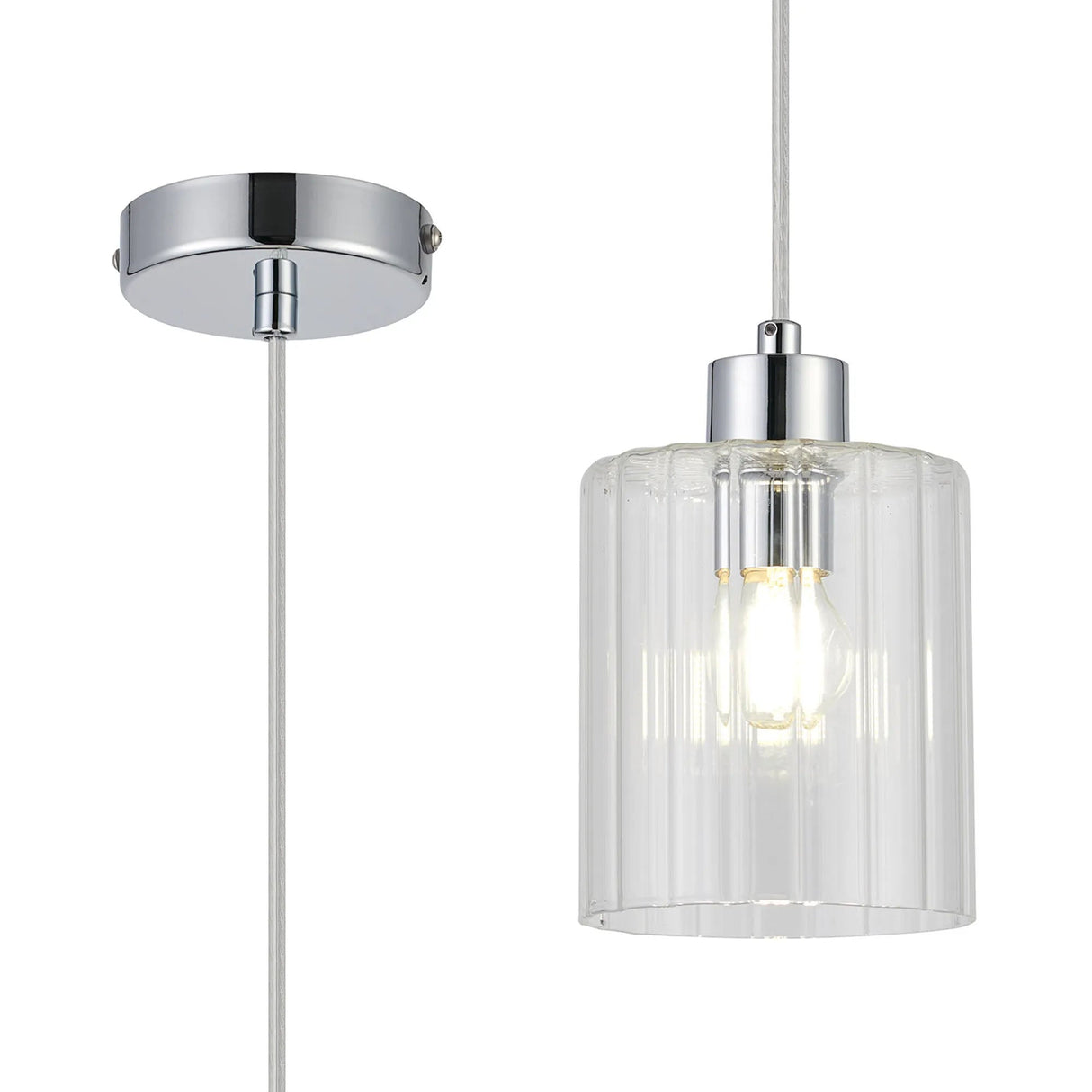 Altidore Pendant, 1 x E14, IP44, Polished Chrome/Clear Glass