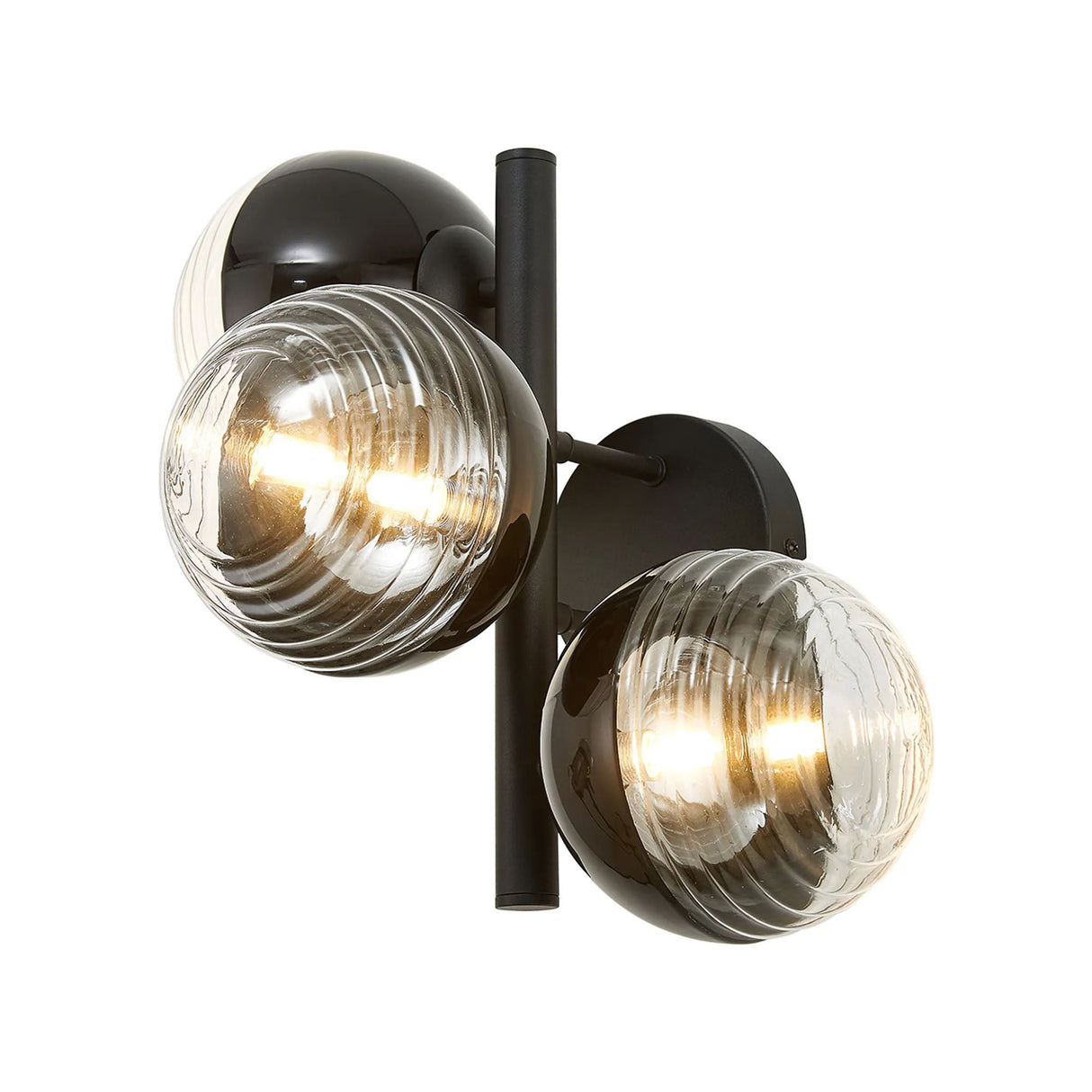 Armfield Wall Lamp, 3 x G9, Satin Black/Black/Clear Two-Tone Round Spiral Glass (A)