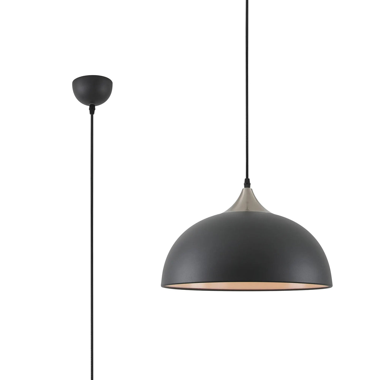 Arnott 38cm Small Pendant, 1 x E27, Graphite/Satin Nickel