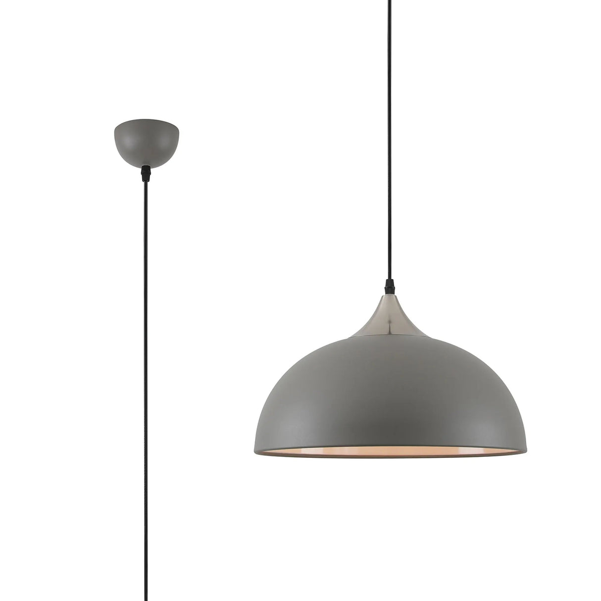 Arnott 38cm Small Pendant, 1 x E27, Sand Grey/Satin Nickel