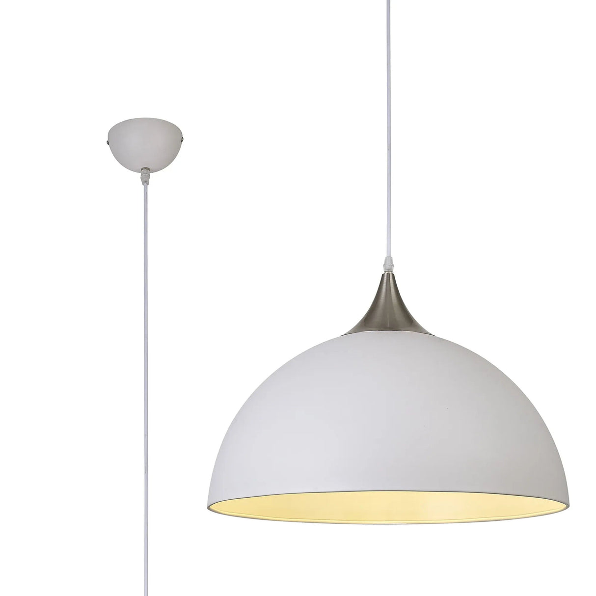 Arnott 50cm Large Pendant, 1 x E27, Sand White/Satin Nickel