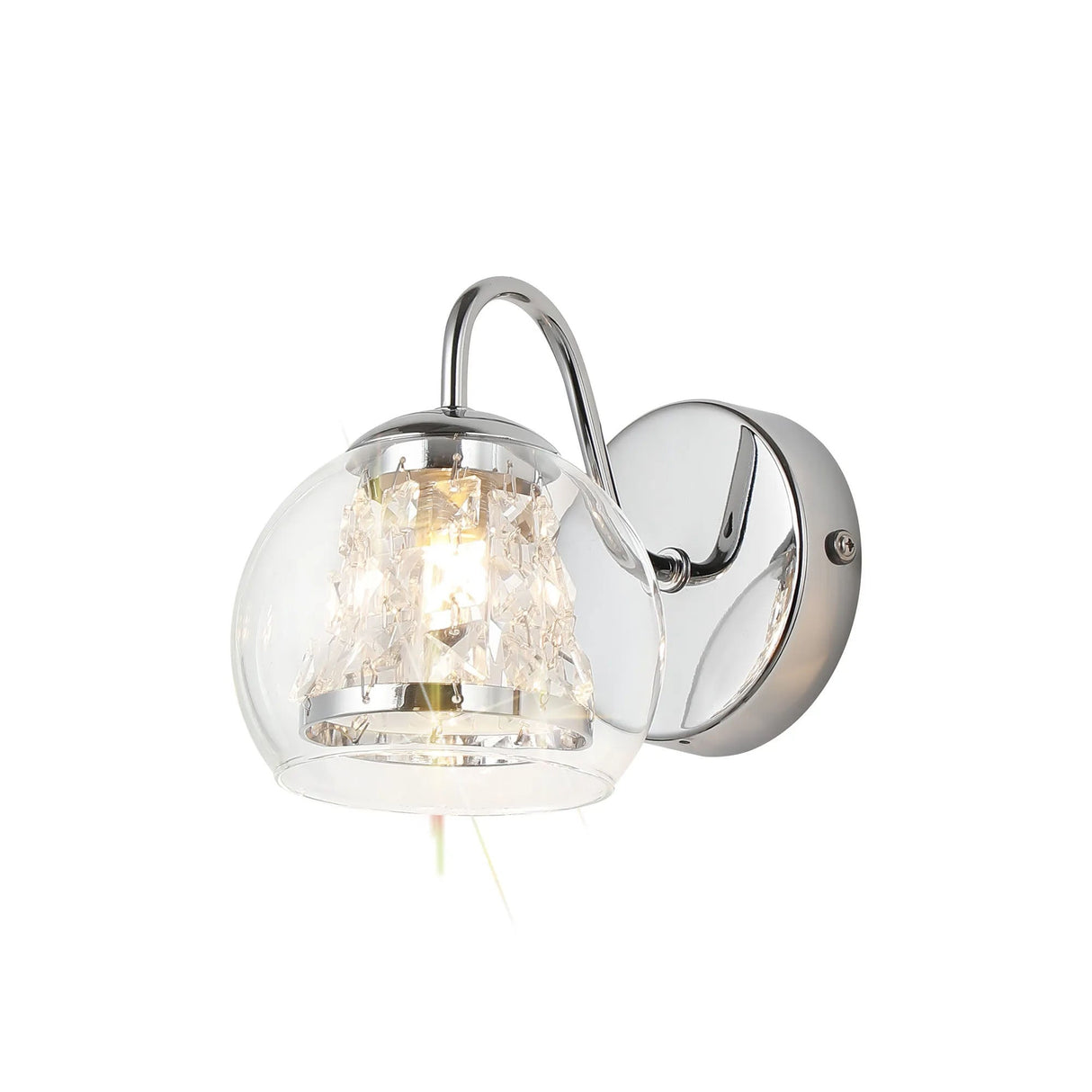Astle Wall Lamp, 1 x G9, IP44, Polished Chrome/Clear Glass/Clear Crystal