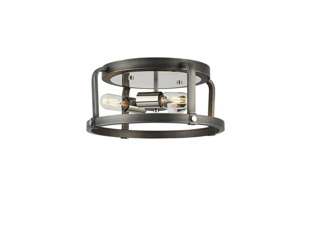 Atkins Flush Round 3 x E27, Pewter/Polished Nickel