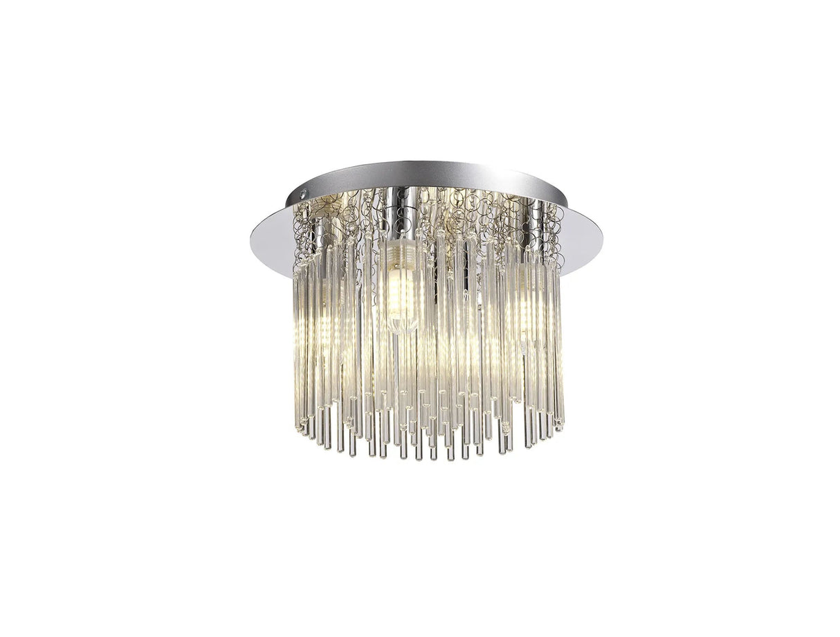 Baker Flush Ceiling Light, 4 x G9, IP44, Polished Chrome/Clear Glass