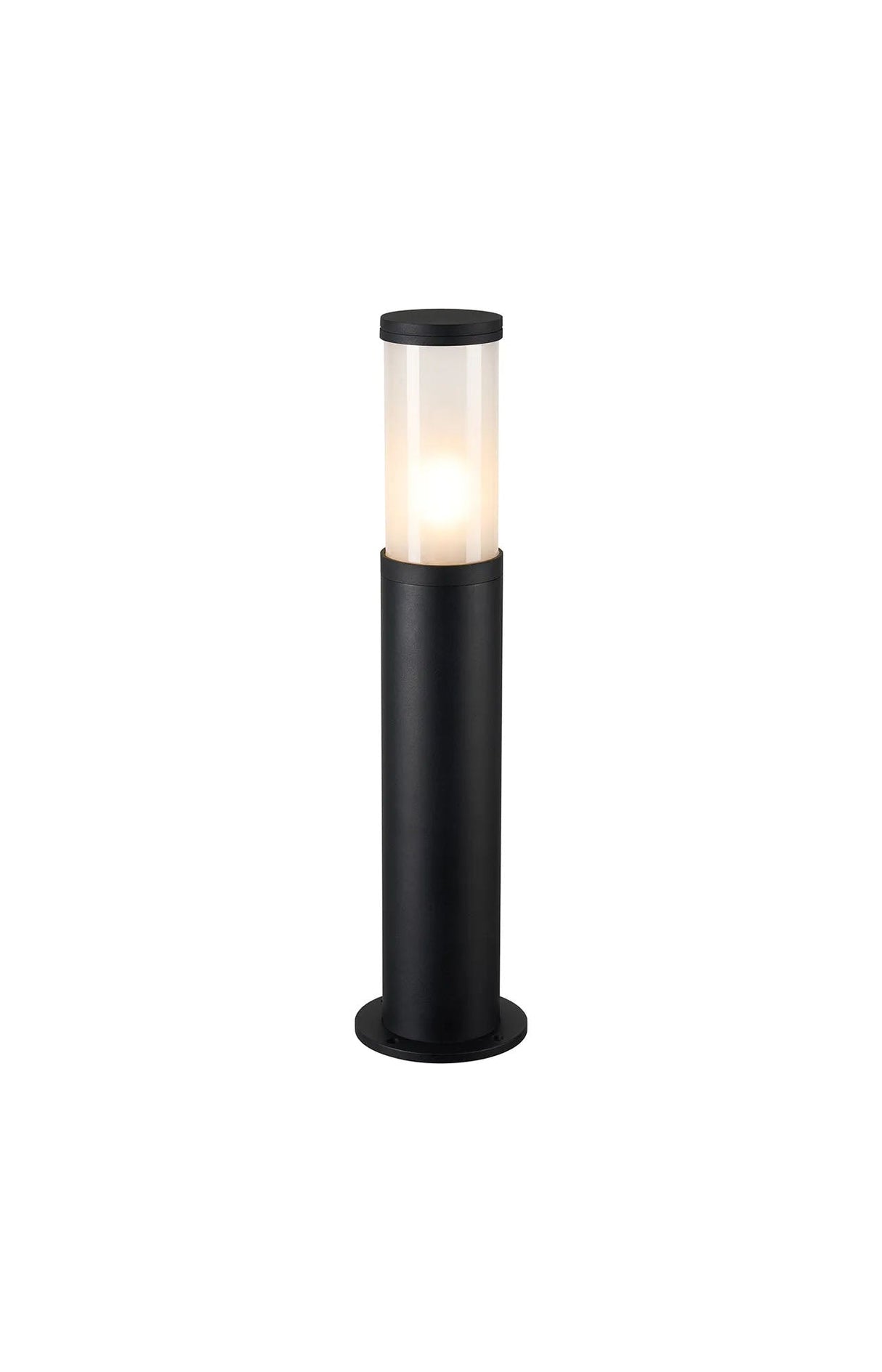 Ballard 66.5cm Post Lamp With Short Plain Acrylic Shade, 1 x E27, IP54, Black/Frosted, 2yrs Warranty