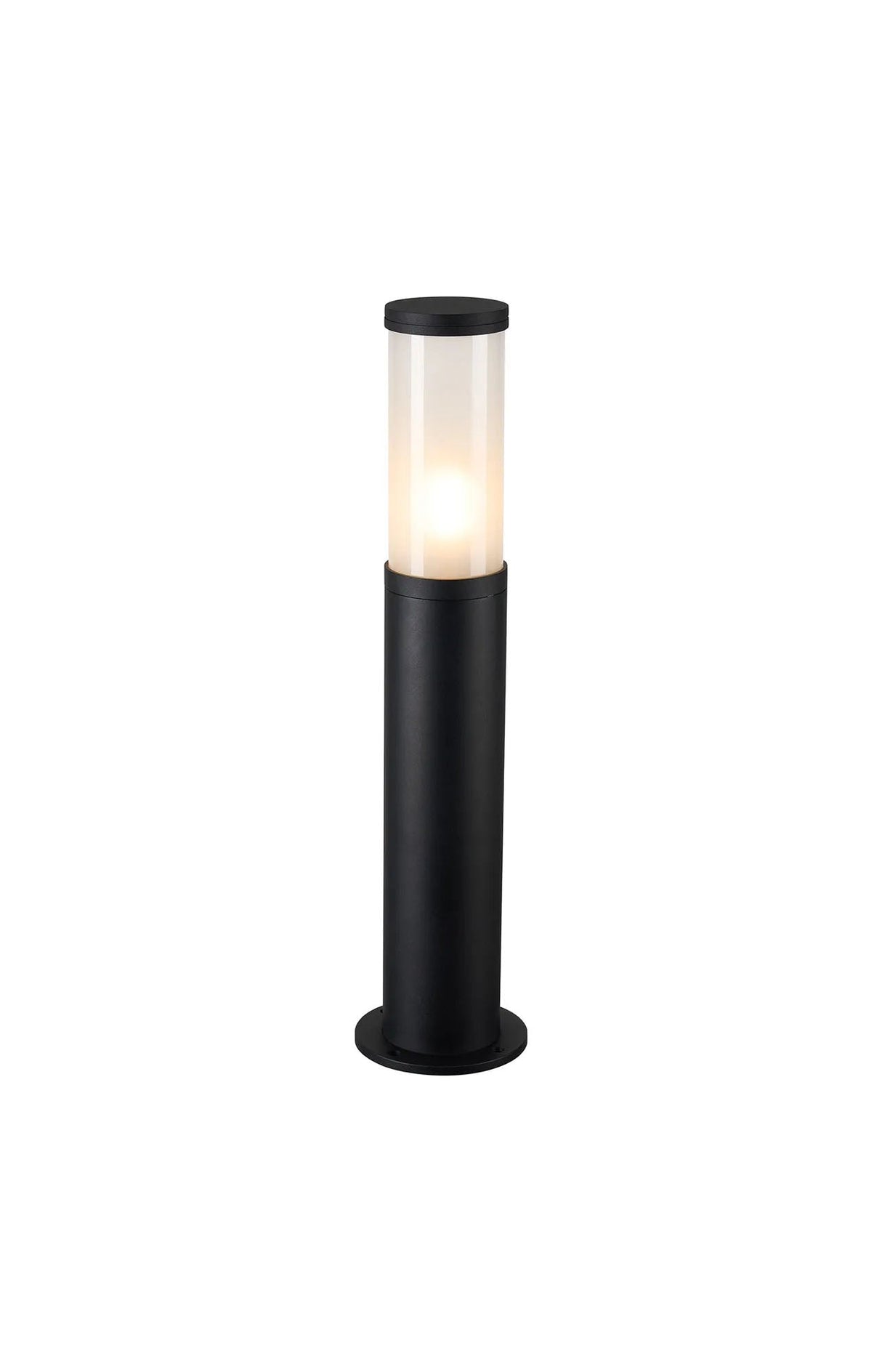 Ballard 68.5cm Post Lamp With Tall Plain Acrylic Shade, 1 x E27, IP54, Black/Frosted, 2yrs Warranty