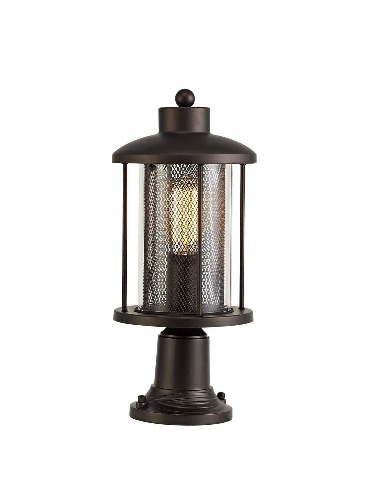 Basey Pedestal Lamp, 1 x E27, Antique Bronze/Clear Glass, IP54