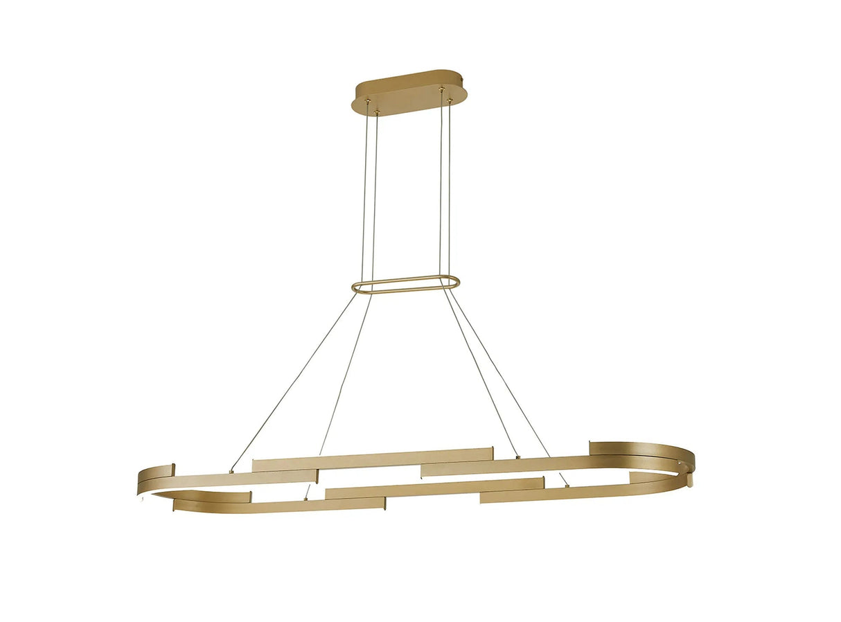 Bass 1.2m Squoval Pendant, 48W LED, 3500K, 3 Step Dimming, Sand Gold