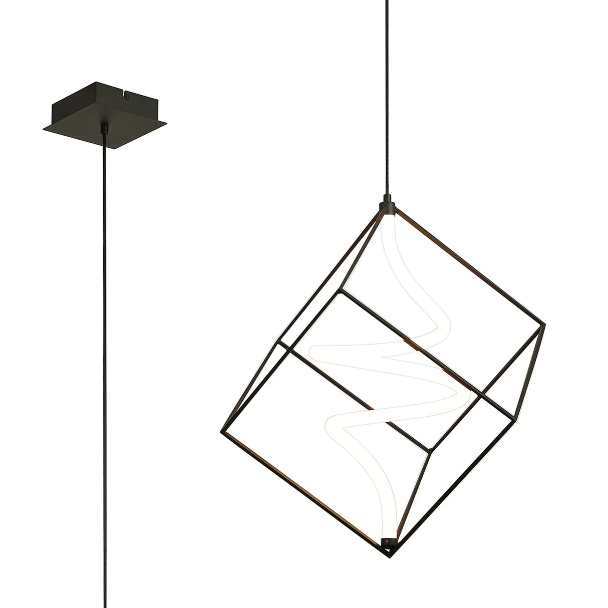 Bath 30cm Single Pendant, 1 Spiral, 13W LED, Triac Dimmable, 3000K, Sand Black