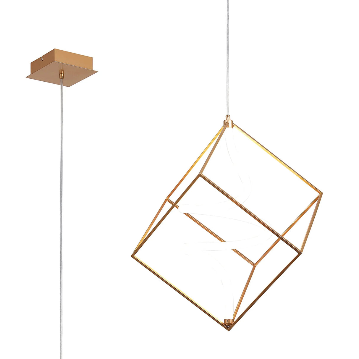 Bath 30cm Single Pendant, 1 Spiral, 13W LED, Triac Dimmable, 3000K, Painted Gold