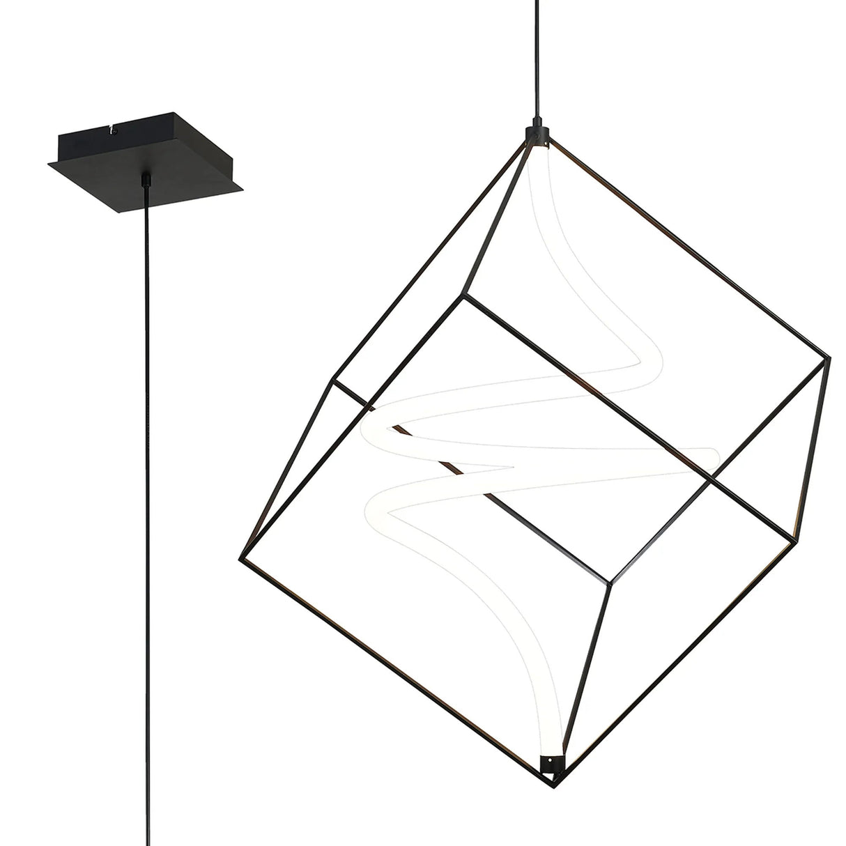 Bath 46cm Single Pendant, 1 Spiral, 26W LED, Triac Dimmable, 3000K, Sand Black