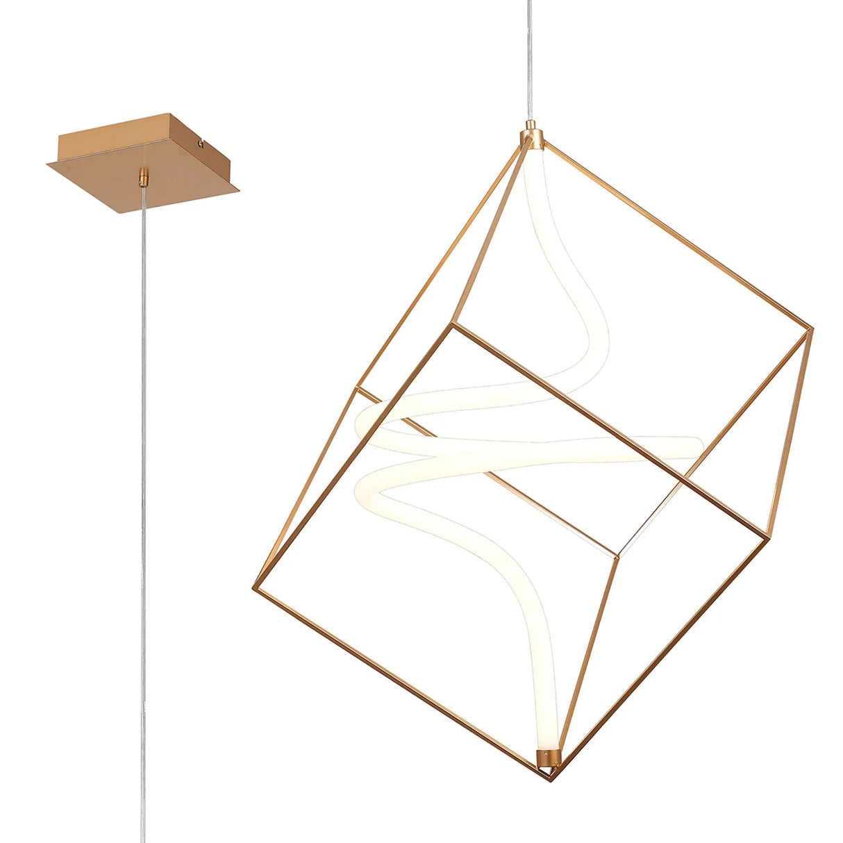 Bath 46cm Single Pendant, 1 Spiral, 26W LED, Triac Dimmable, 3000K, Painted Gold