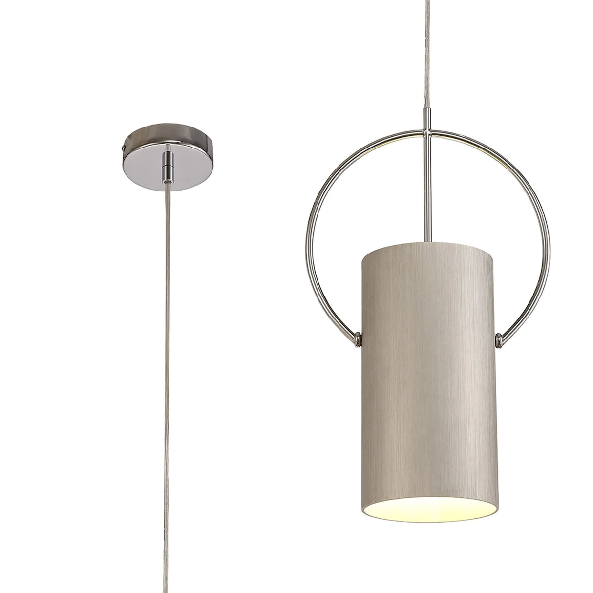 Berry Single Pendant, 1 x E27, Satin Nickel/Polished Chrome