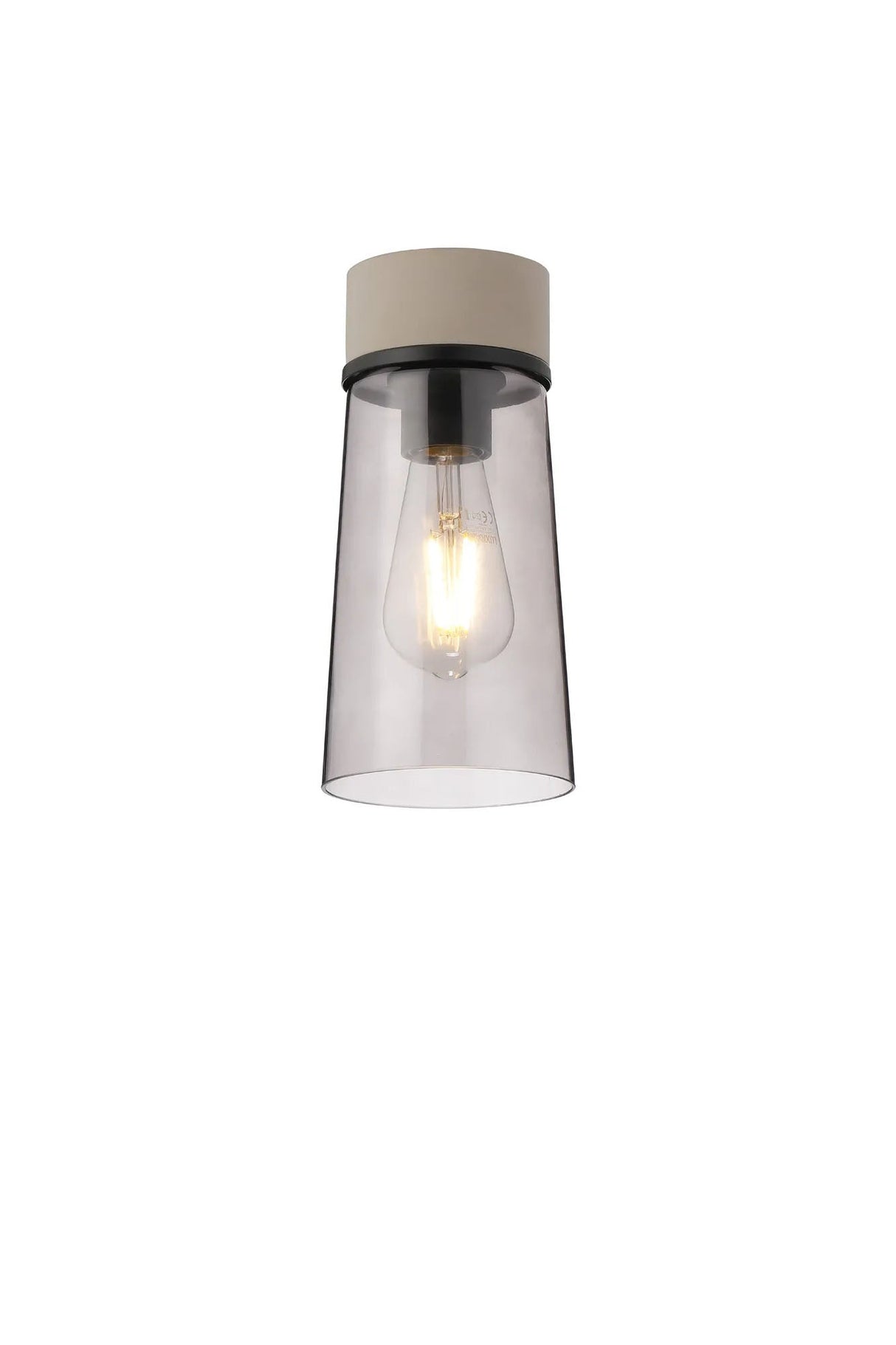 Berry 1 Light Ceiling E27, With Small Cylindrical Cone Smoke Grey Glass Shade Terrazzo Marble/Black