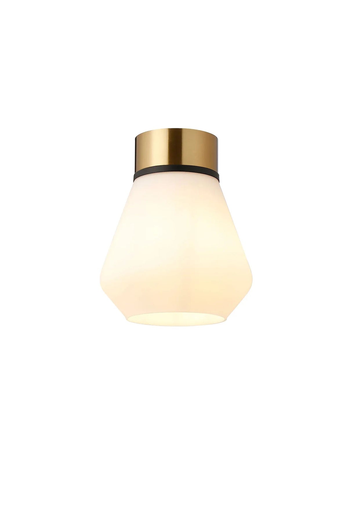 Berry 1 Light Ceiling E27, Withe Opal Glass Brass/Opal