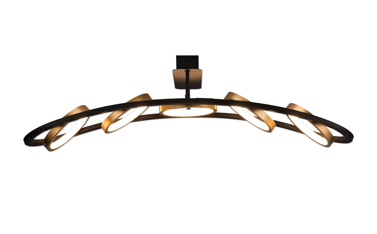 Bertshin Linear Ceiling, 5 Ring, 36W LED, 3200K, Satin Black/Gold