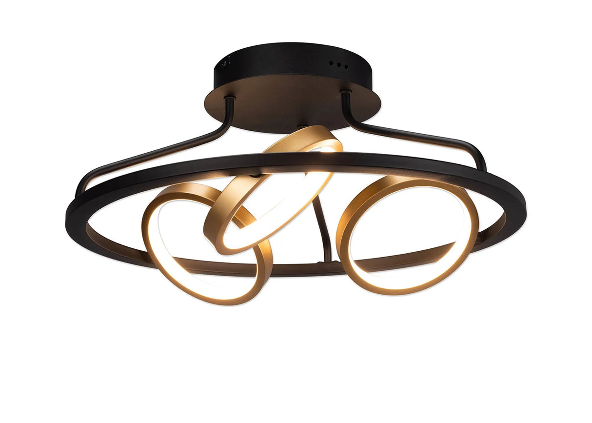 Bertshin Round Ceiling, 3 Ring, 25W LED, 3200K, Satin Black/Gold