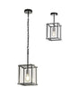 Bolton Pendant/Semi Flush, 1 x E27, Matt Black/Chrome/Clear Glass