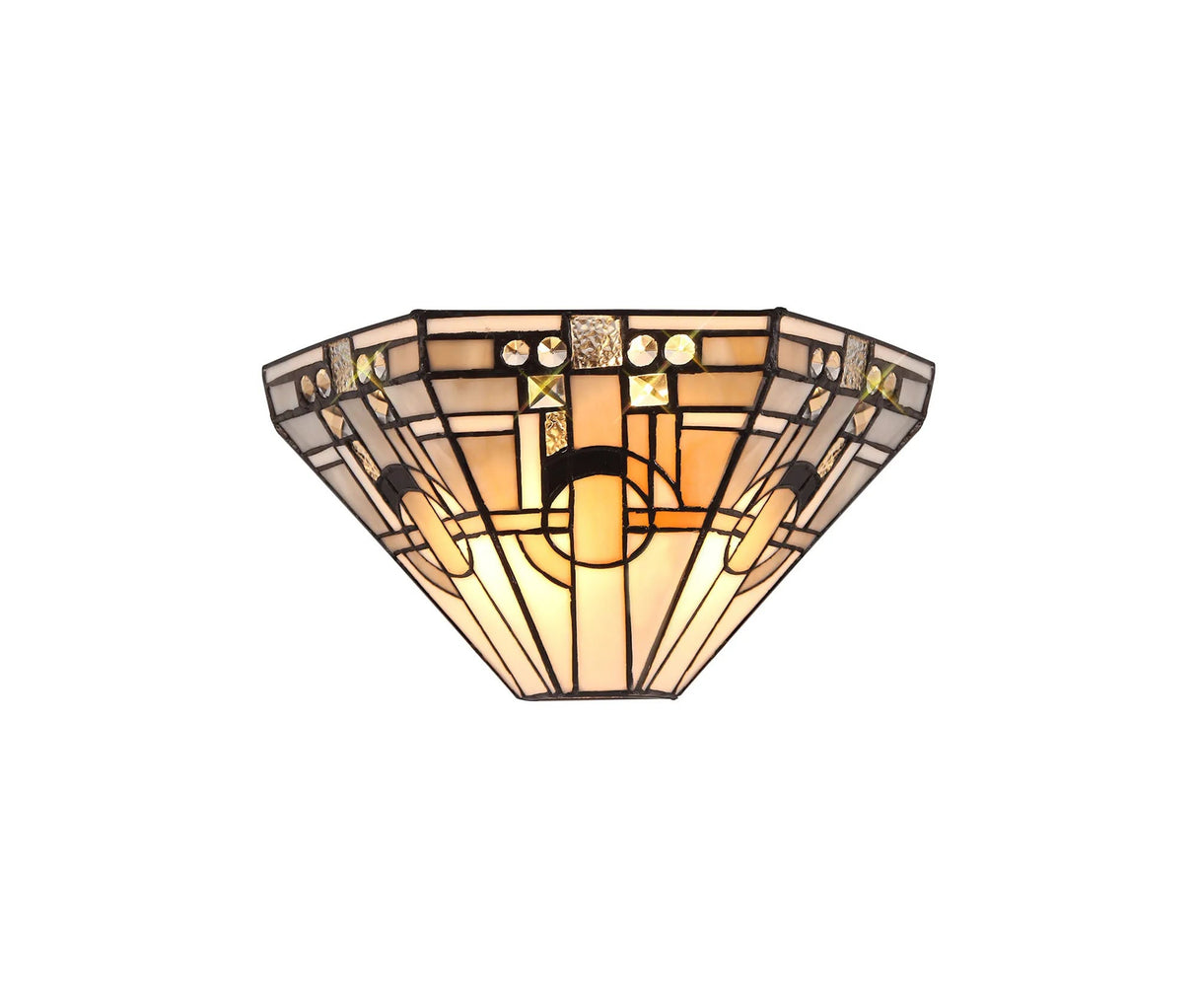 Bould Tiffany Wall Lamp, 2 x E14, White/Grey/Black/Clear Crystal