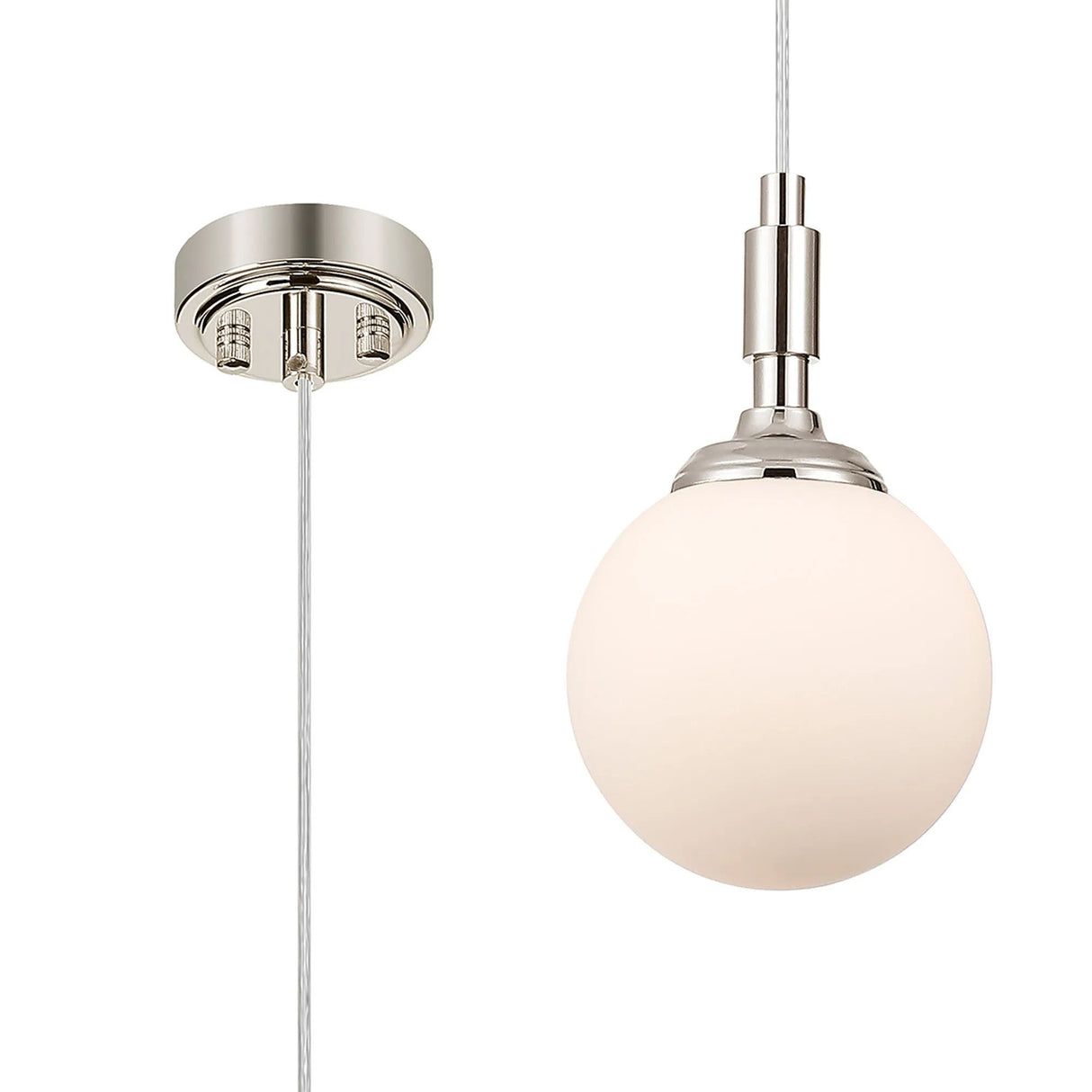 Bowles Pendant 1 Light IP44 Polished Nickel/Opal Smooth Round Glass