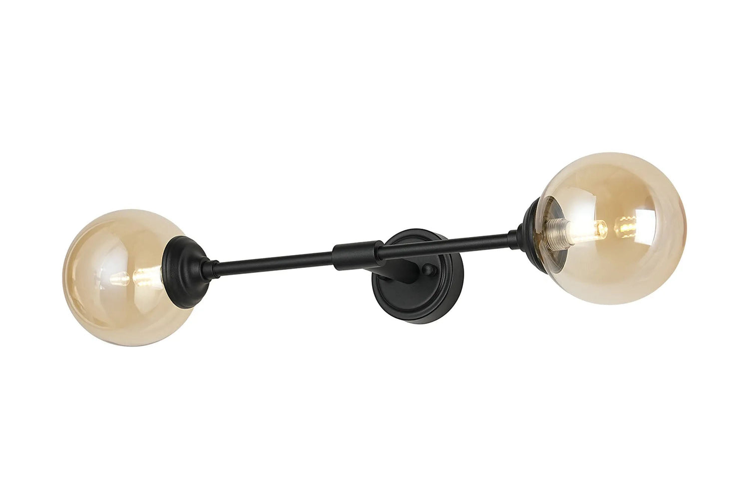 Bowles Ceiling/Wall Light Linear 2 Light IP44 Satin Black/Amber Smooth Round Glass
