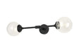 Bowles Ceiling/Wall Light Linear 2 Light IP44 Satin Black/Clear Smooth Round Glass