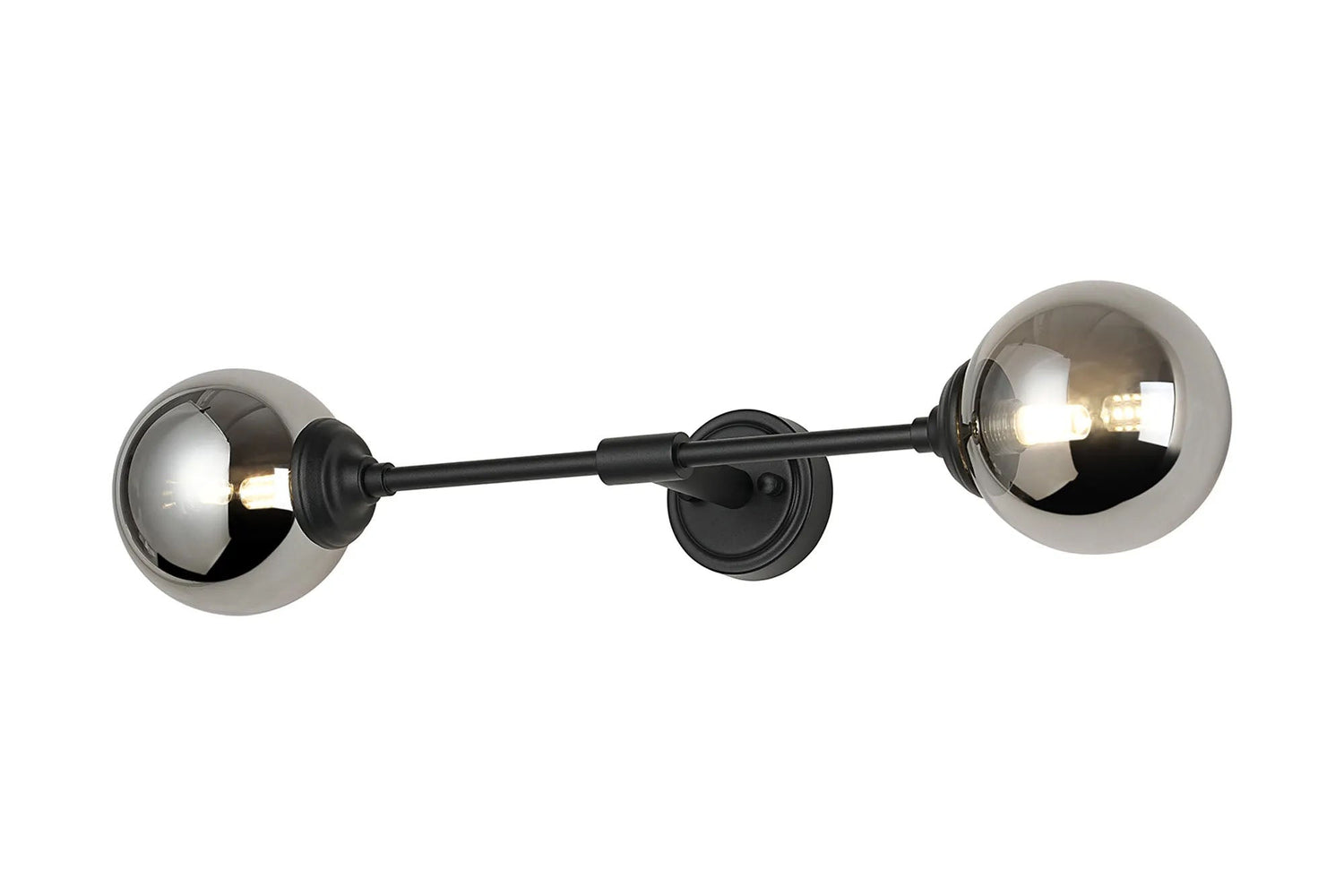 Bowles Ceiling/Wall Light Linear 2 Light IP44 Satin Black/Smoke Smooth Round Glass