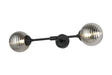 Bowles Ceiling/Wall Light Linear 2 Light IP44 Satin Black/Smoke Ribbed Round Glass