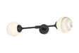 Bowles Ceiling/Wall Light Linear 2 Light IP44 Satin Black/Grey/White Round Marble Effect Glass