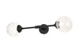 Bowles Ceiling/Wall Light Linear 2 Light IP44 Satin Black/Clear Dune Effect Round Glass