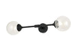 Bowles Ceiling/Wall Light Linear 2 Light IP44 Satin Black/Clear Swirl Round Glass