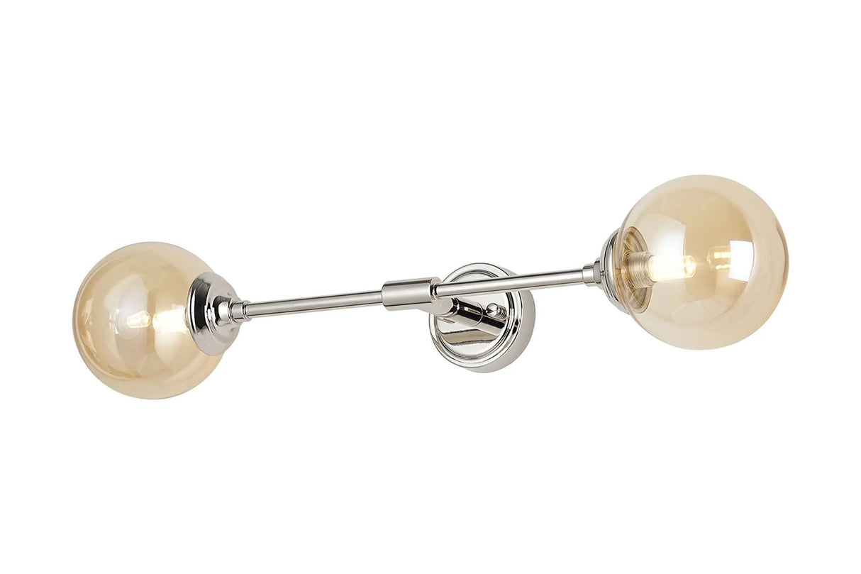 Bowles Ceiling/Wall Light Linear 2 Light IP44 Polished Nickel/Amber Smooth Round Glass