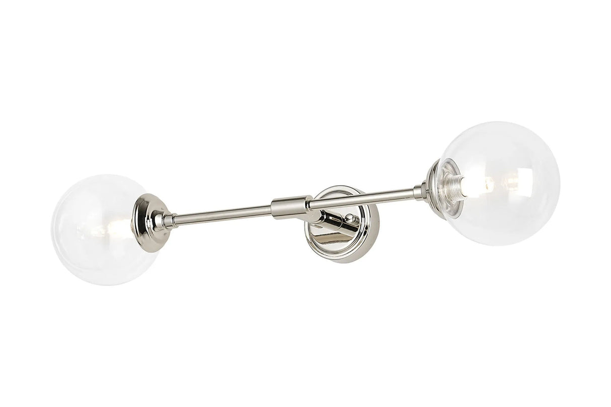 Bowles Ceiling/Wall Light Linear 2 Light IP44 Polished Nickel/Clear Smooth Round Glass