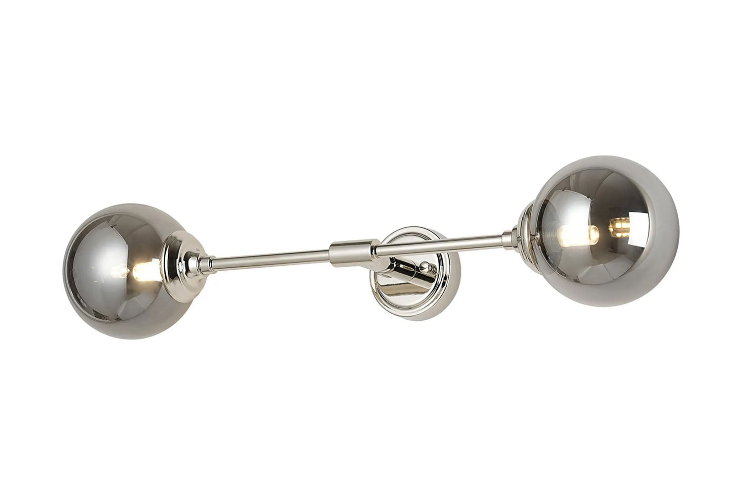 Bowles Ceiling/Wall Light Linear 2 Light IP44 Polished Nickel/Smoke Smooth Round Glass
