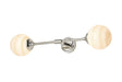 Bowles Ceiling/Wall Light Linear 2 Light IP44 Polished Nickel/Brown/White Round Marble Effect Glass