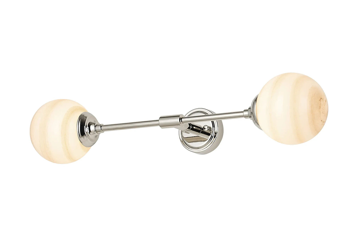 Bowles Ceiling/Wall Light Linear 2 Light IP44 Polished Nickel/Brown/White Round Marble Effect Glass