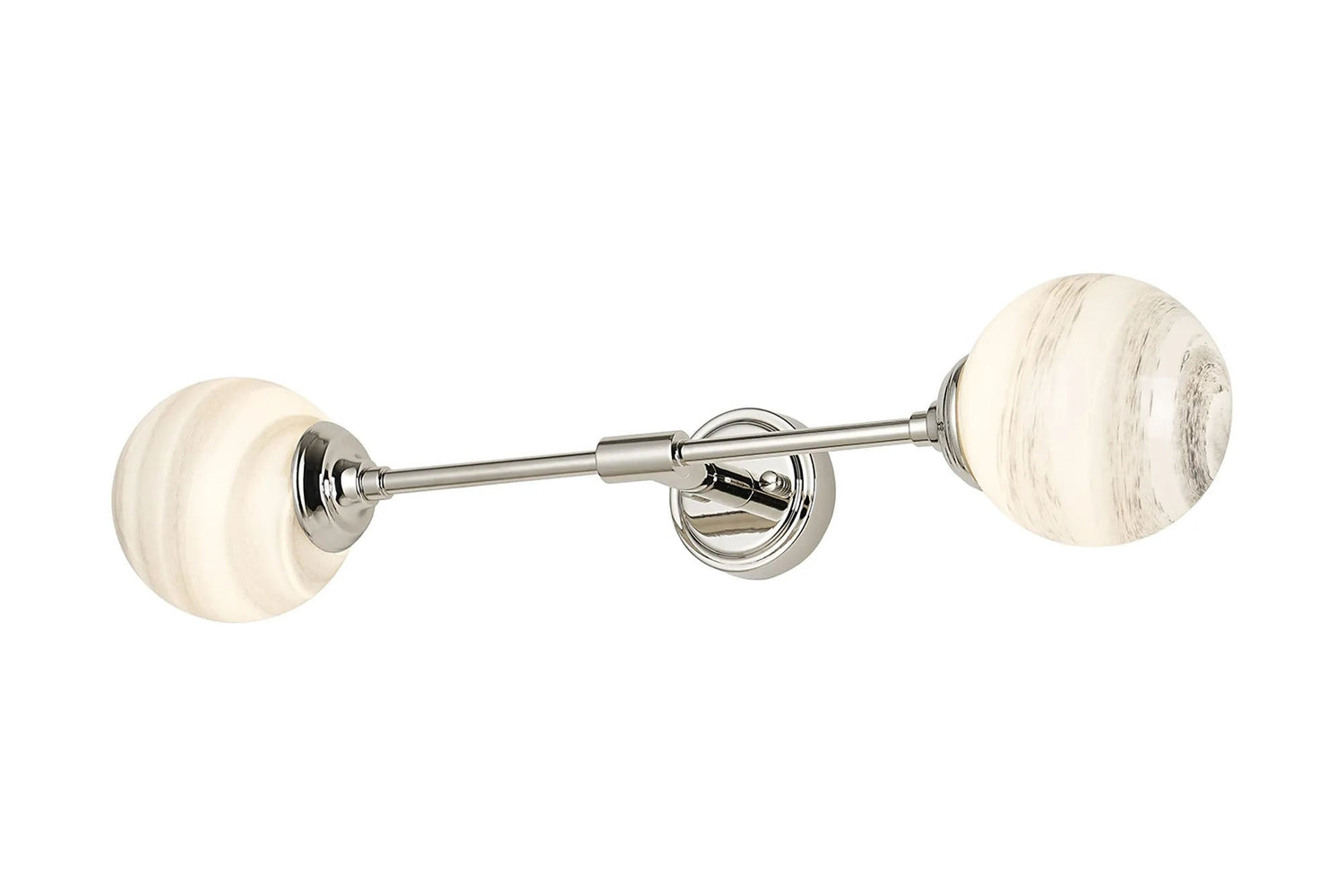 Bowles Ceiling/Wall Light Linear 2 Light IP44 Polished Nickel/Grey/White Round Marble Effect Glass