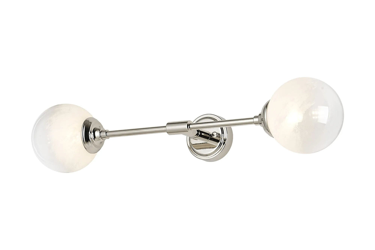 Bowles Ceiling/Wall Light Linear 2 Light IP44 Polished Nickel/White Two-Tone Snow Specks Round Glass