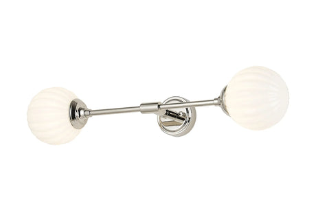 Bowles Ceiling/Wall Light Linear 2 Light IP44 Polished Nickel/Opal Round Segment Glass