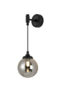 Bowles Adjustable Wall Light 1 Light IP44 Satin Black/Smoke Smooth Round Glass