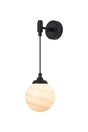 Bowles Adjustable Wall Light 1 Light IP44 Satin Black/Brown/White Round Marble Effect Glass