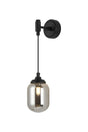 Bowles Adjustable Wall Light 1 Light IP44 Satin Black/Smoke Smooth Tubular Glass