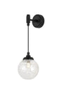 Bowles Adjustable Wall Light 1 Light IP44 Satin Black/Clear Dune Effect Round Glass