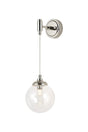 Bowles Adjustable Wall Light 1 Light IP44 Polished Nickel/Clear Smooth Round Glass