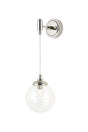 Bowles Adjustable Wall Light 1 Light IP44 Polished Nickel/Clear Ribbed Round Glass