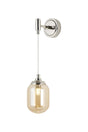 Bowles Adjustable Wall Light 1 Light IP44 Polished Nickel/Amber Smooth Tubular Glass
