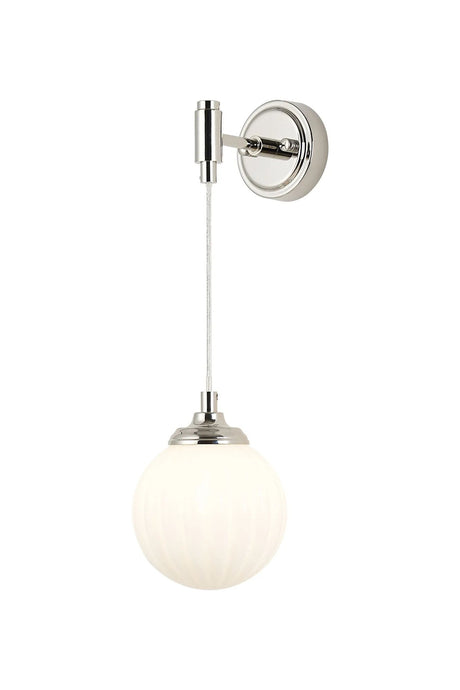 Bowles Adjustable Wall Light 1 Light IP44 Polished Nickel/Opal Round Segment Glass